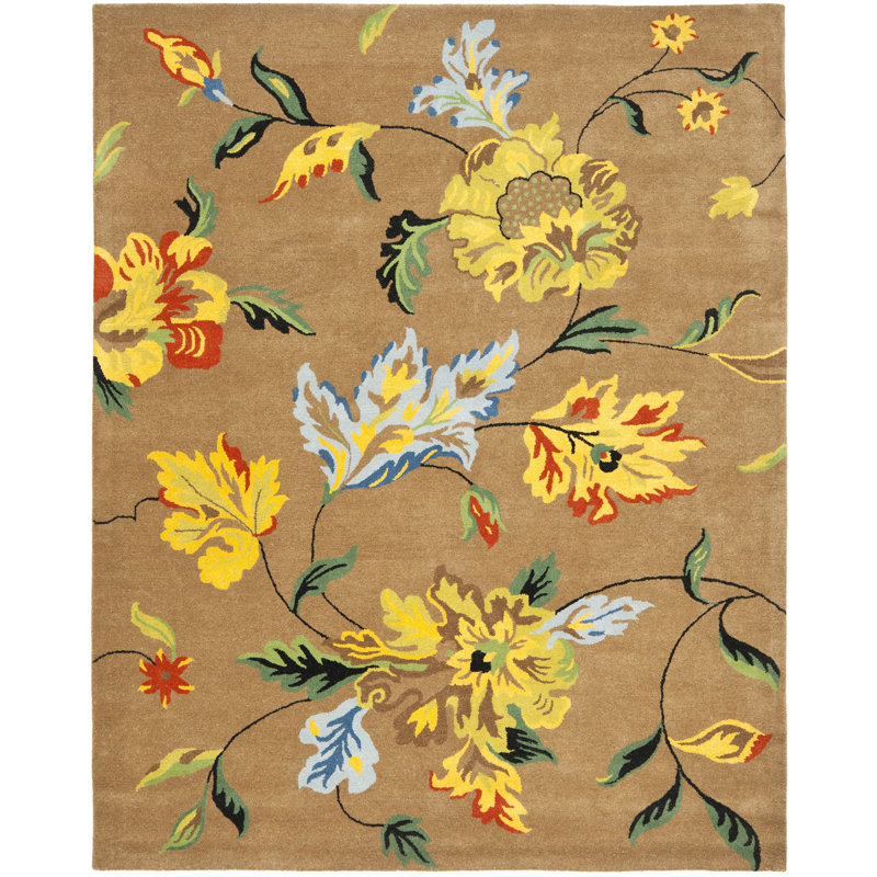 Soho Hand Tufted Wool And Viscose Floral Rug, Rectangle 9'6" x 13'6"