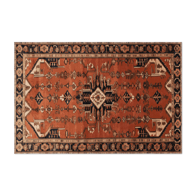 Tapis d'intérieur et d'extérieur brun Persian, Rectangle 9 pi x 12 pi