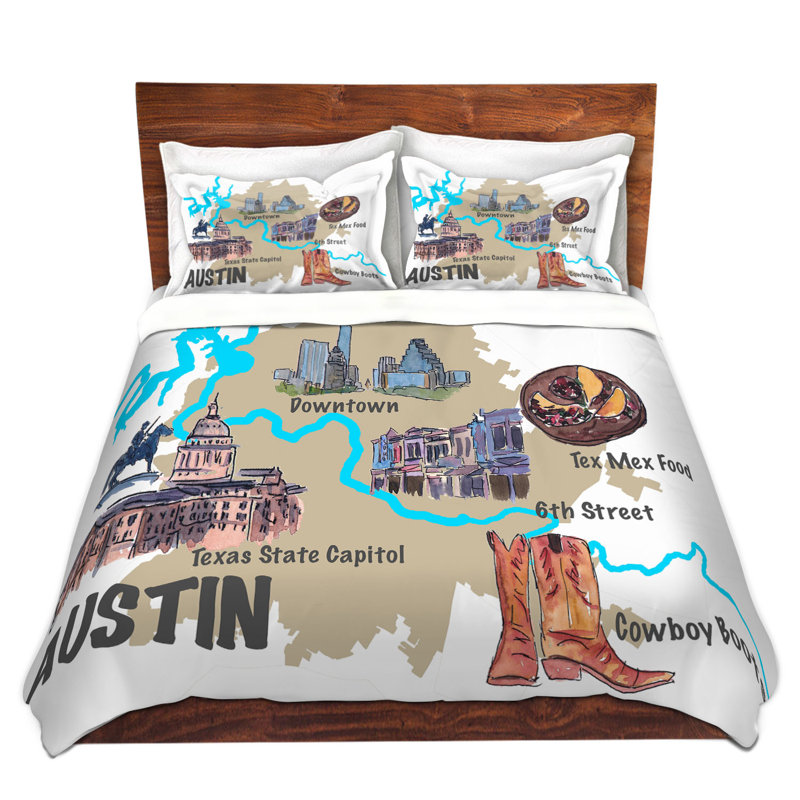 Ensemble de housse de couette touristique austin, 1 housse de couette grand + 2 taies standards