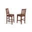 Ensemble bistro 3 pièces à hauteur de comptoir pour petits espaces comprenant une table de salle à manger carrée et 2 chaises en tissu de lin, acajou-701932589