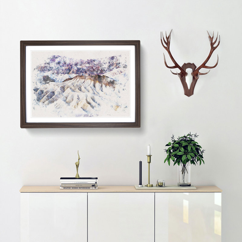 Death Valley Mountains In California - Picture Frame Painting, 36cm H x 48cm W x 2cm D, Walnut Framed