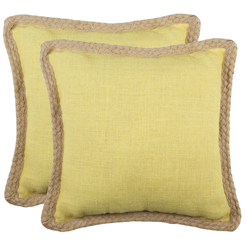  Housse de coussin carré et insert, Jaune