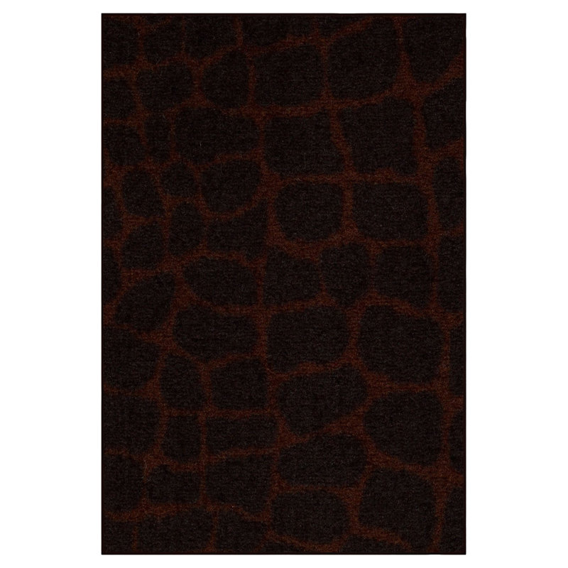 Tapis brun / rouge à imprimé animal, Rectangle 9 pi x 10 pi