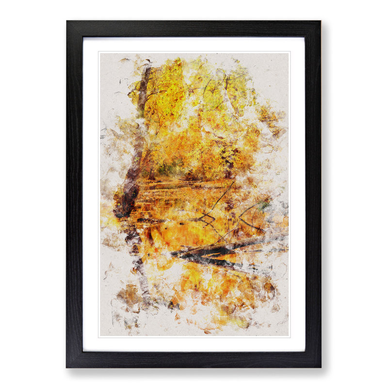 Autumn Forest Vol.1 Watercolour - Picture Frame Graphic Art, 65cm H x 48cm W x 2cm D, Black