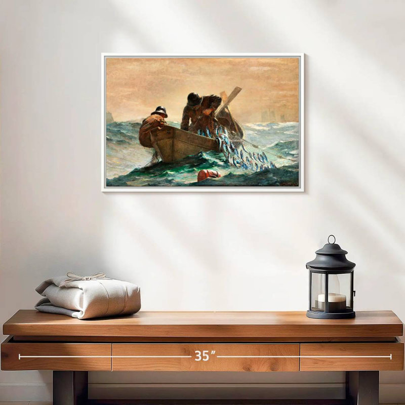 Le filet de hareng, 19 po x 13 po, Cadre flottant blanc