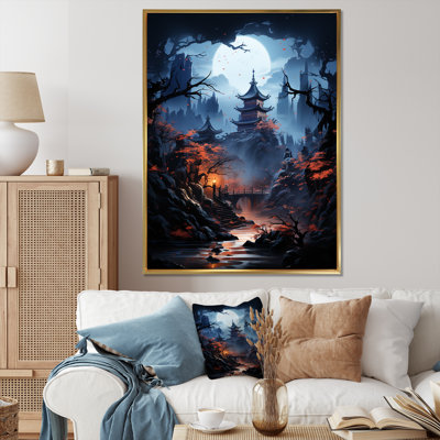 Moonlit Cliffside Mistery Landscape III - Art mural lune