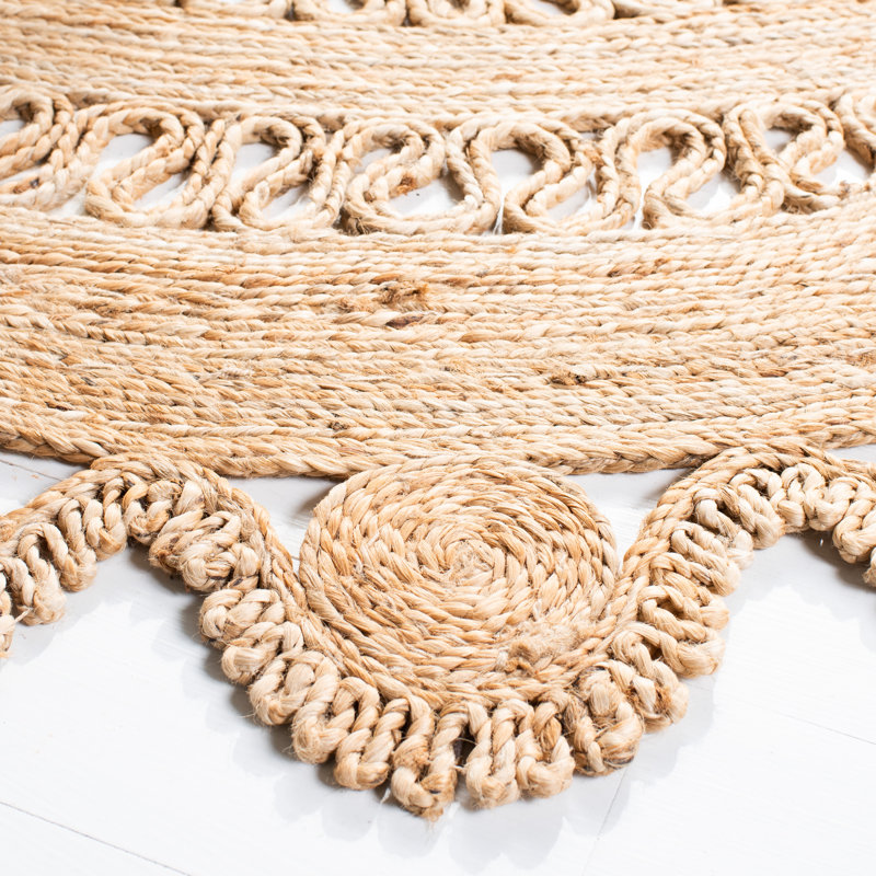 Susana Handwoven Jute Tan Area Rug, Round 4'