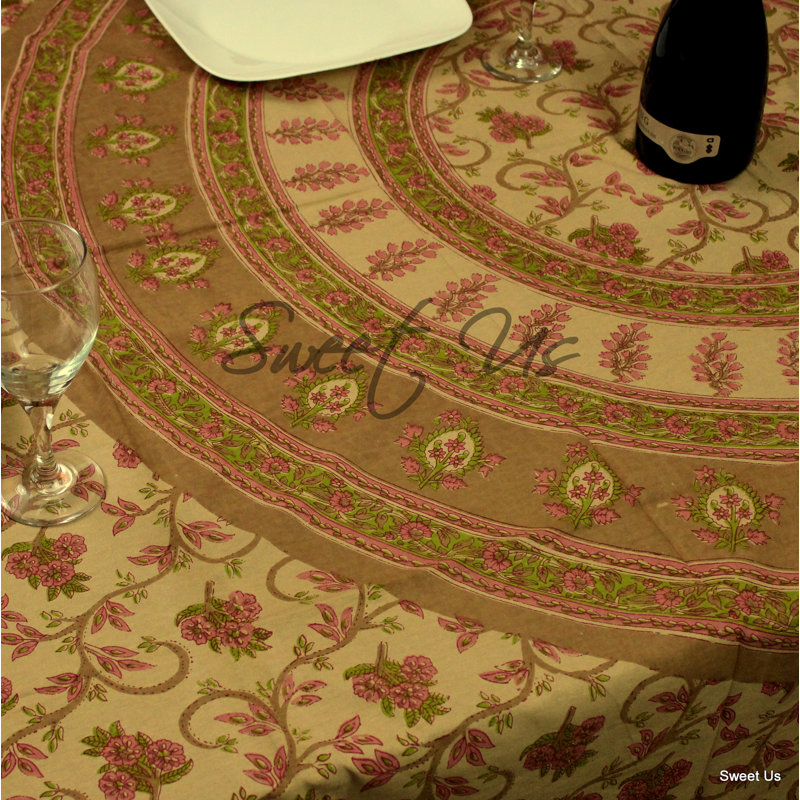 Nappe en coton Floral, Beige / rose