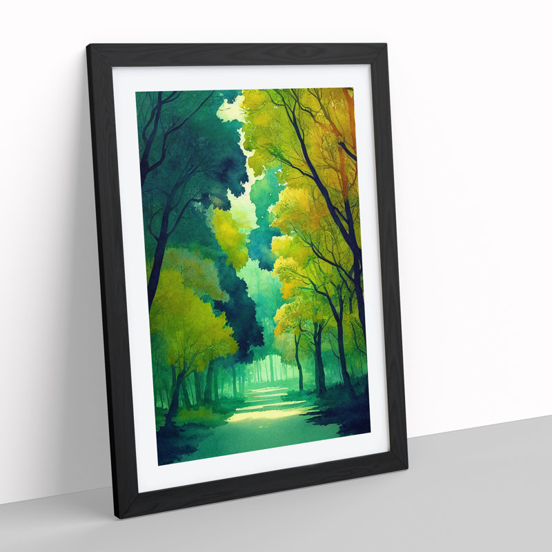 A Relaxing Forest No.1 - Single Picture Frame Print, 64cm H x 46cm W x 2cm D, Black