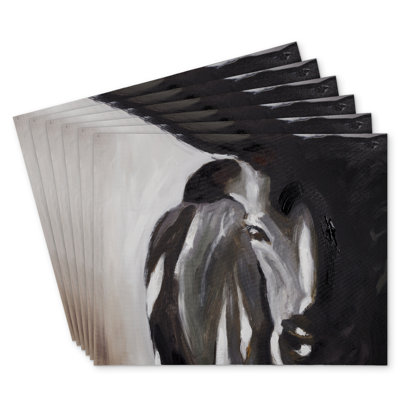 Bull Head Closeup Polyester Kundra | Set of 6 Home Decor