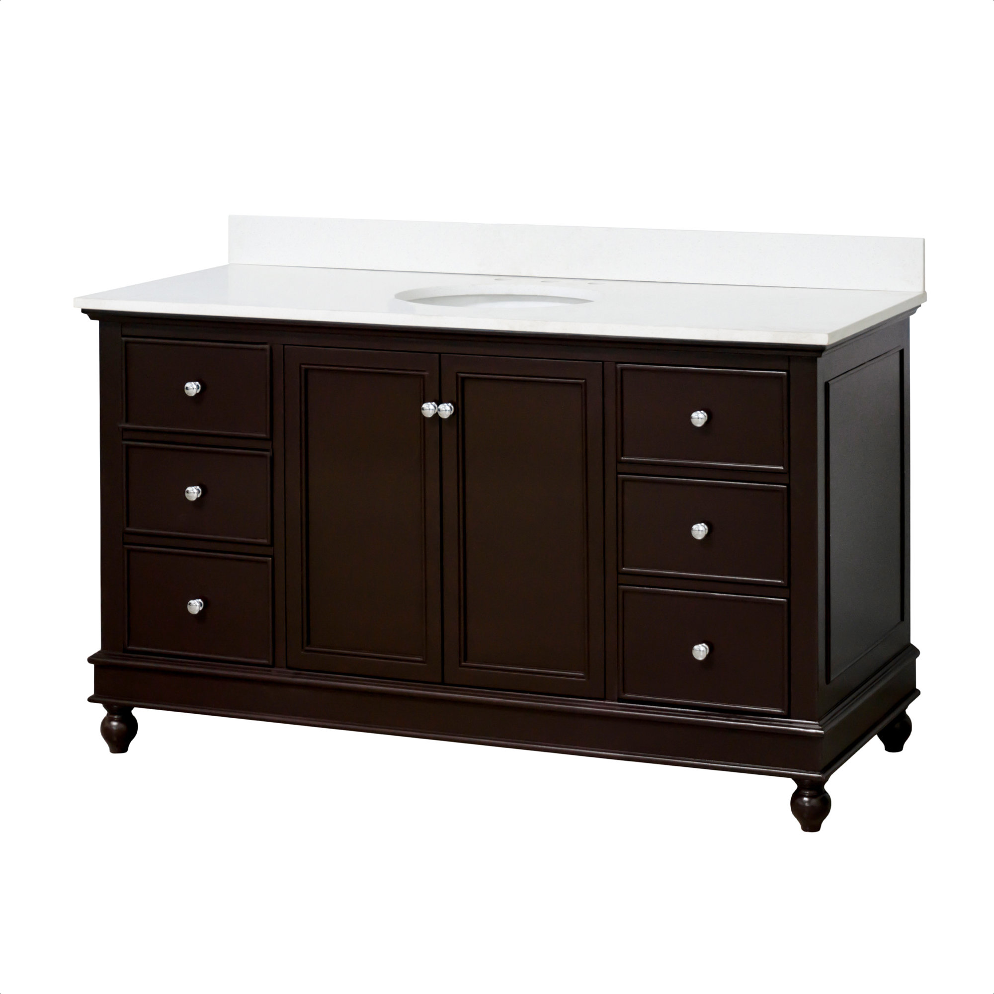 Ferdinand 60'' Single Bathroom Vanity, Quartz, Chocolate