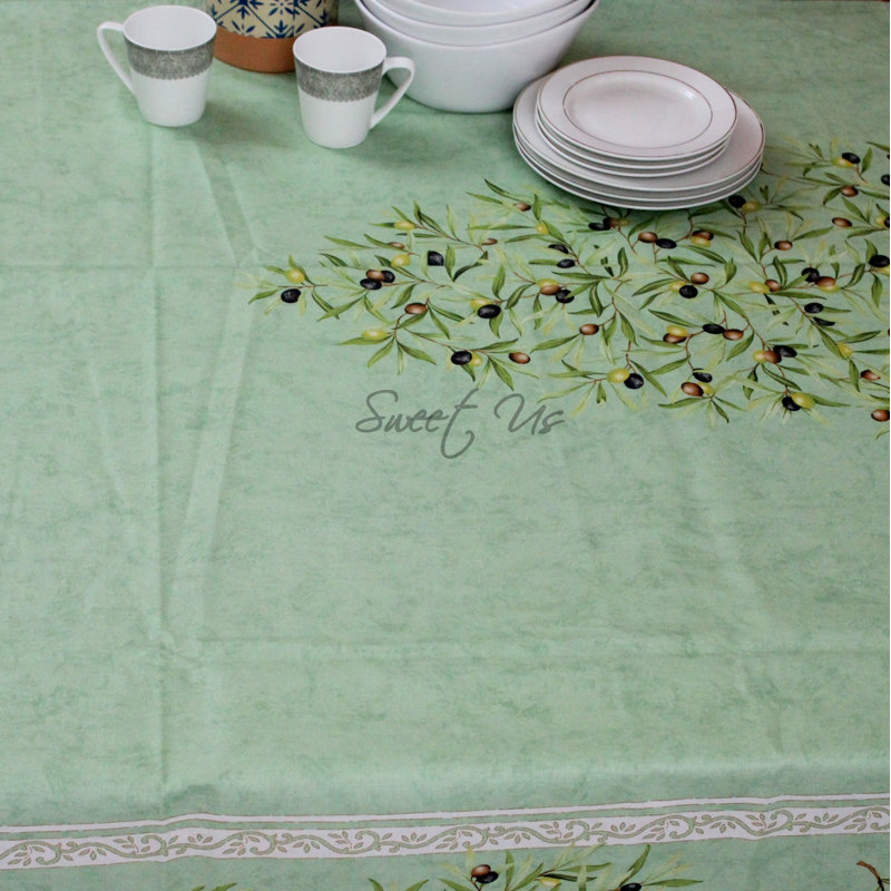 Bonnetsville Floral 100% Cotton Tablecloth, 1, Green