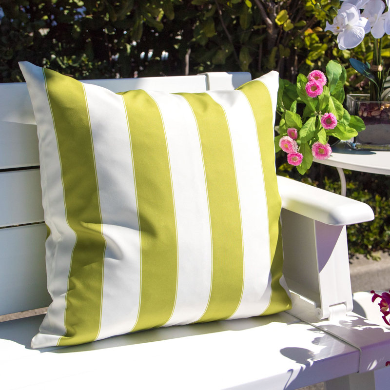 Josephine Striped Outdoor Reversible Throw Pillow, Lime, 18" x 18"