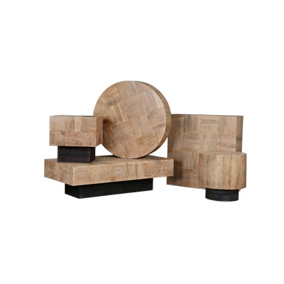 Solid Mango Wood Round Coffee Table
