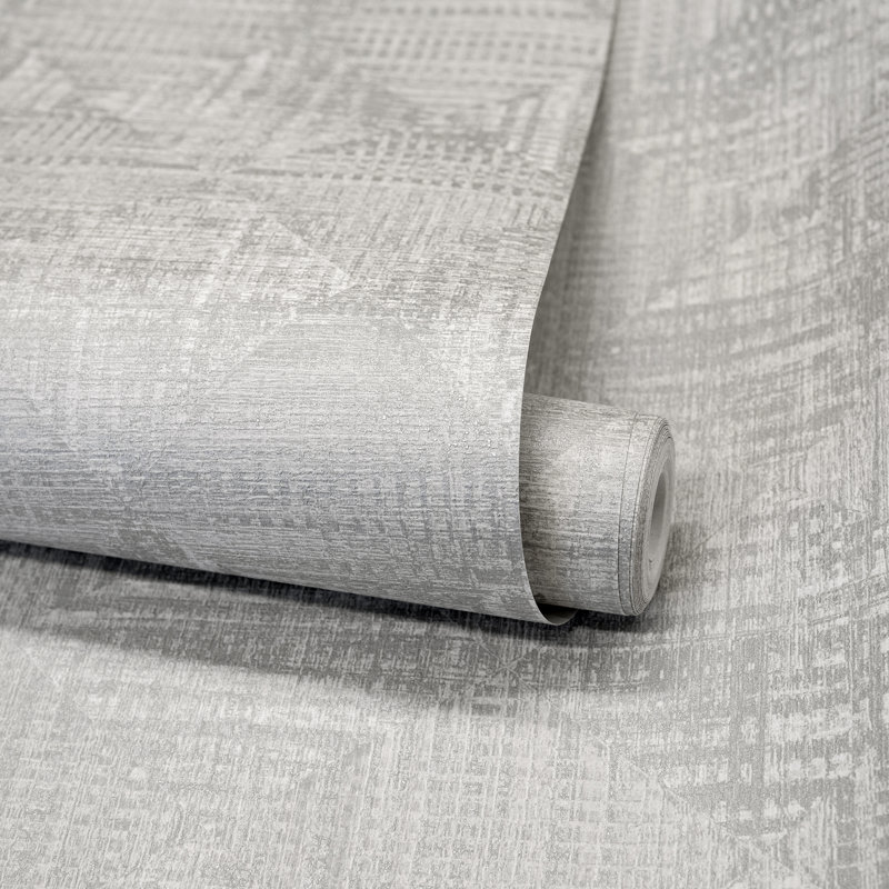 Pepper Sheen Finish Geometric Diamond Raffia Wallpaper Roll, Silver