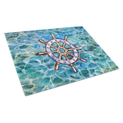 Caroline's Treasures Under Water Glass Steering Wheel Helm Cutting Board