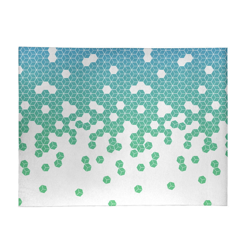Tapis à cubes bleu/blanc culbuté, Rectangle 8 pi x 10 pi