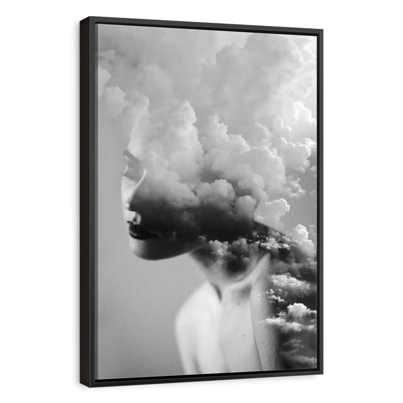 Nuageux, Cadre flottant noir, 29 po x 43 po