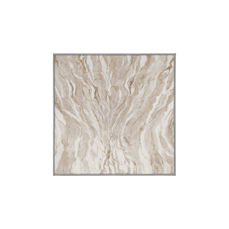 Machine Washable Gray Area Rug, Square 6'