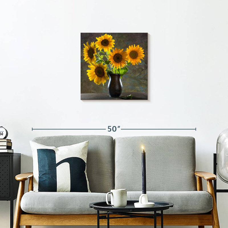 Vase Harnek de tournesols jaunes, H 20 po x l 20 po