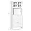 Cabinet Elegant Buffet With Hutch, Kitchen Pantry Storage With Framed Glass Door Drawer And Microwave Space, White