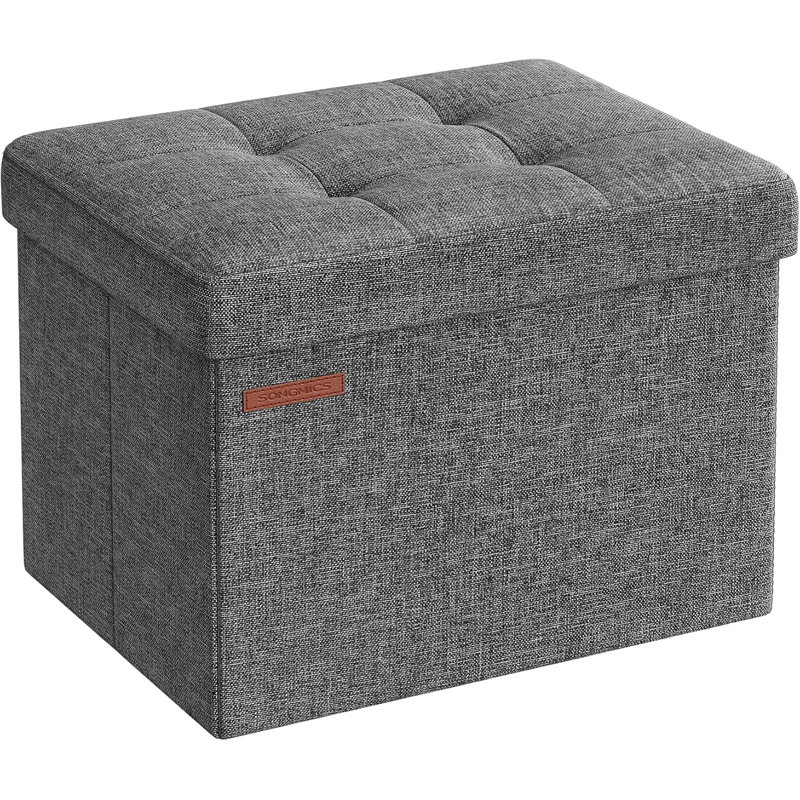 Taiesha 41cm Wide Square Solid Colour Footstool Ottoman with Storage, Grey