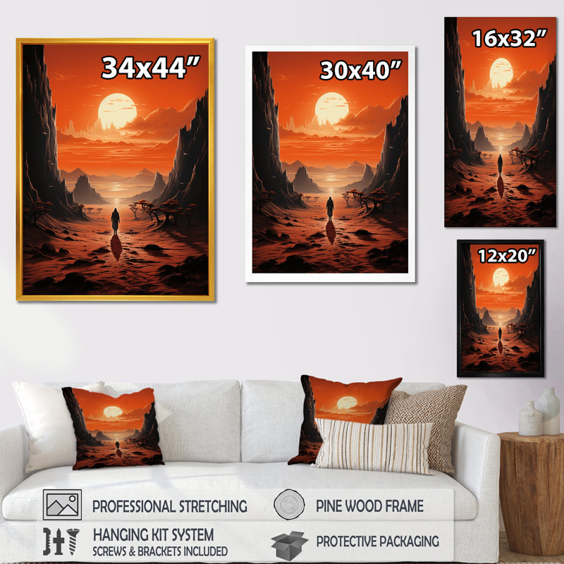 «Lonely Woman Walking In Desert I», Toile tendue, H 32 po x l 24 po x P 1 po