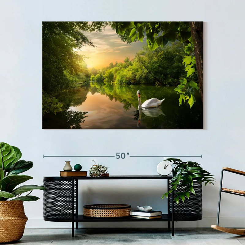 Harnek cygne serein dans la jungle, H 34 po x l 51 po