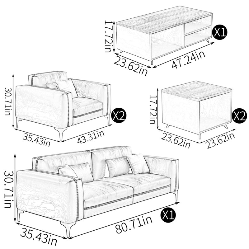 Ensemble de tables basses Modern Modern