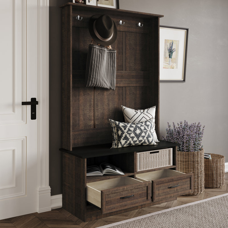 Arbre d'entrée avec armoire de rangement en brun, Brun