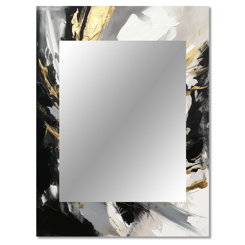 Mystery Awakening I - miroir décoratif abstrait, miroir mural noir, impression d'art en métal, 40 po x 30 po