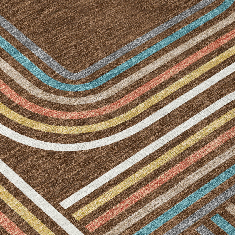 Machine Washable Indoor/Outdoor Chantille ACN2535 Geometric Rug, Rectangle 8' x 10', Chocolate