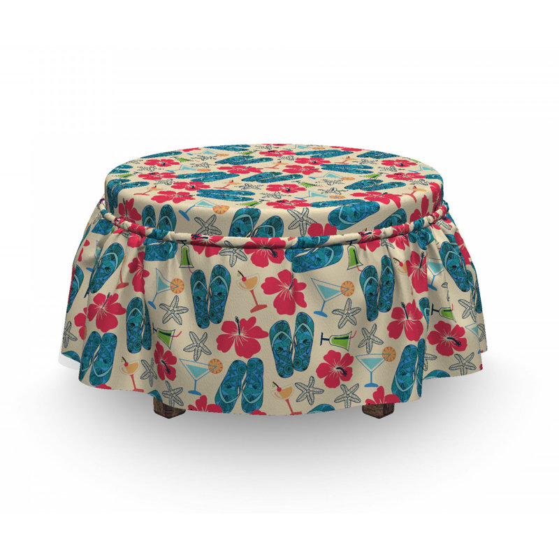 Housse pour repose-pieds hibiscus exotique