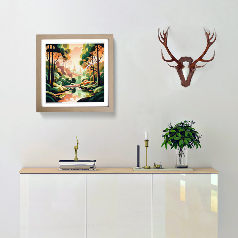 Landscape Deco No.8 - Framed Print, Oak