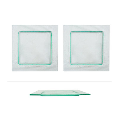 Glass Dinnerware 8.75" x 8.75" Square Clear Glass Plate (Set of 2)