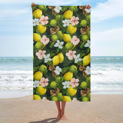 Serviette de plage bleu sarcelle en tissu éponge à séchage rapide sans sable 32 x 63 po et un sac en toile avec la même serviette de plage imprimée sera offert en cadeau