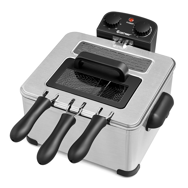 Costway 1700 Watt 5 3 Basket Indoor Turkey Fryer with Timer