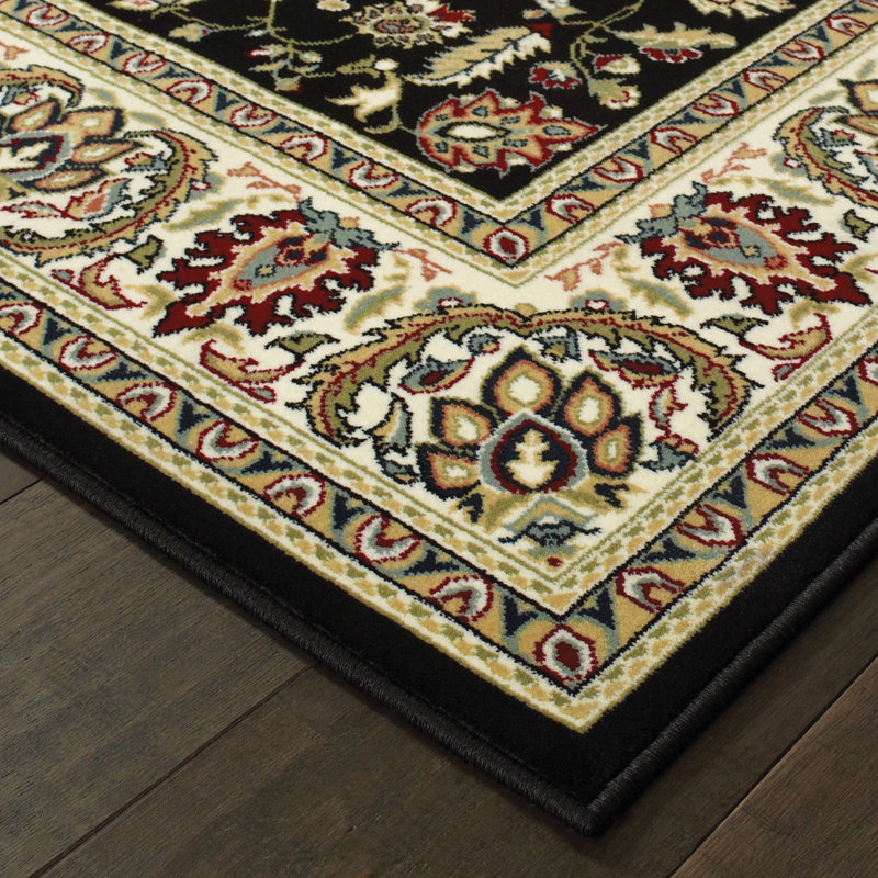 Tapis noir / ivoire Greenwich, Rectangle 6 pi 7 po x 9 pi 6 po