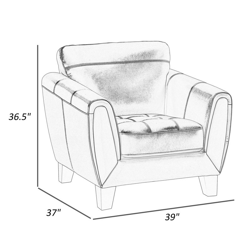 Chaise d'appoint Sofy 37 po, grain de bois beige et similicuir, bois massif, Similicuir gris