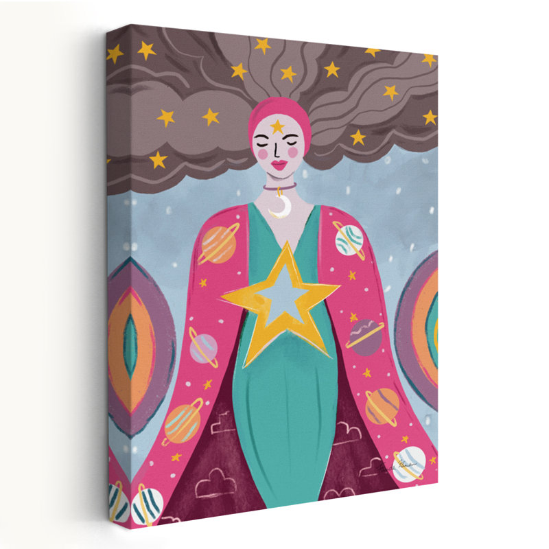 Femme mystique I - art céleste éthéré bleu turquoise, H 24 po x l 16 po