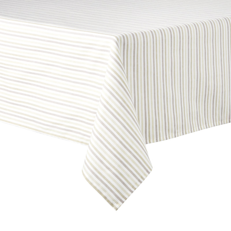 Martha Stewart Daisy Stripe Tablecloth Single Pack, 84" x 60", Beige/Brown