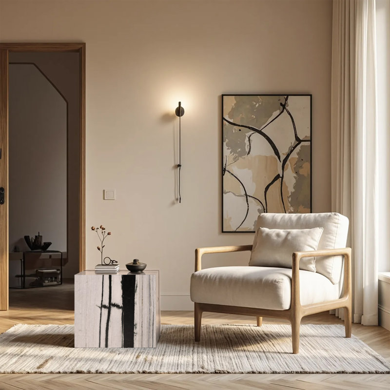 Abarca End Table, Black/White