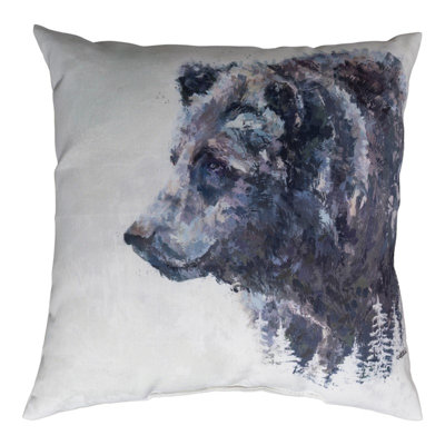 Manual Woodworkers & Weavers Whispers Of The Wild Climaweave Pillow 18 x 18 Inch Weather Resistant Bear