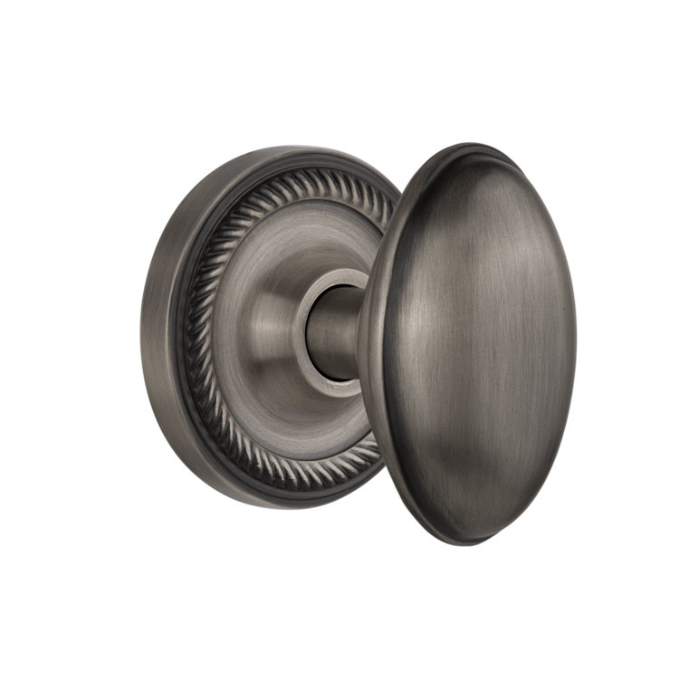 Rope Rosette with Homestead Door Knob, Antique Pewter, 2-3/4”