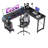 Desk and Chair Set: L-Shaped Computer Desk and Mesh Office Chair-288992183