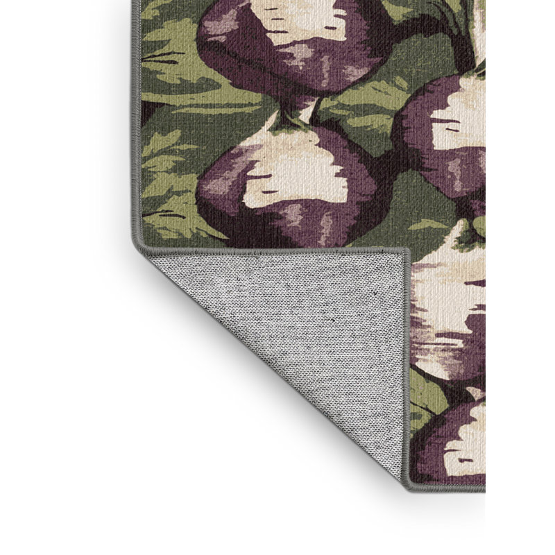 Washable Turnips Vegetables Area Rug, Round 3'