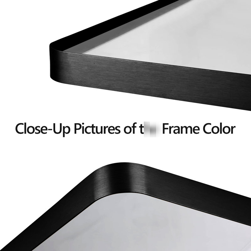 Cadre de salle de bain en aluminium noir 40 x 30 pouces avec verre flottant HD pour une réflexion claire et aucune image visuelle en miroir