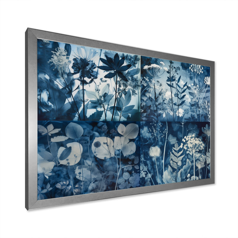 Cailloux roses sur une plage bleue azur sur toile, Cadre photo argenté, H 24 po x l 32 po x P 1 po