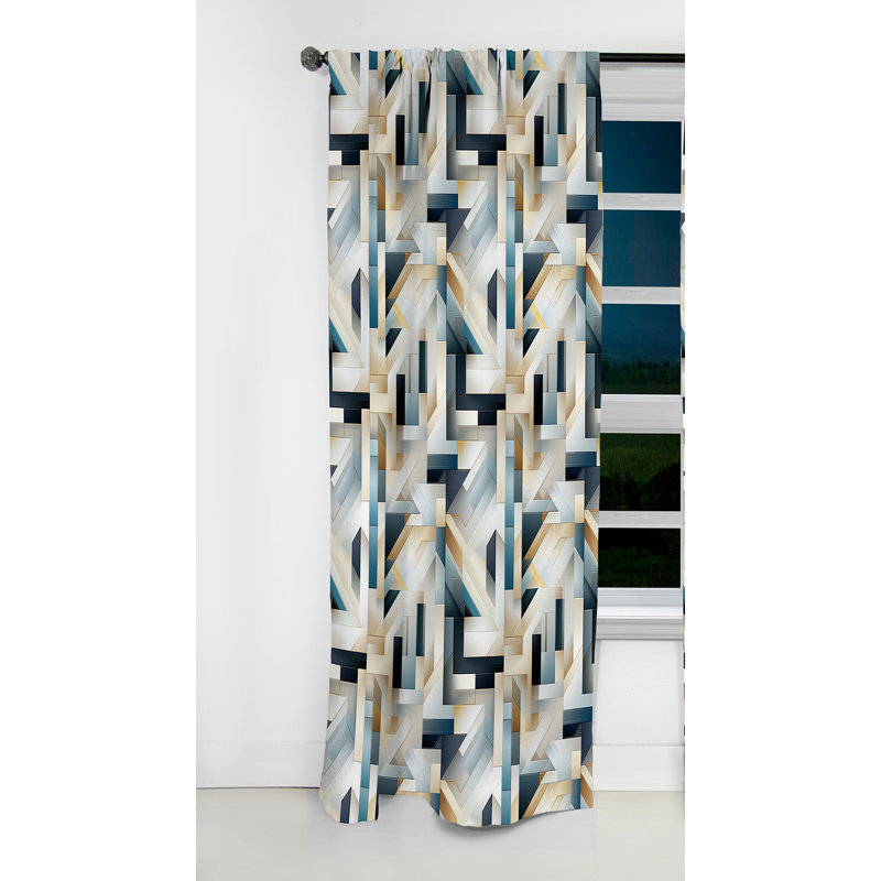 Neutral Grey Tiles Mosaic II - Abstract Curtain - Blackout Geometric Curtain - 1 Panels, 52" W x 84" L