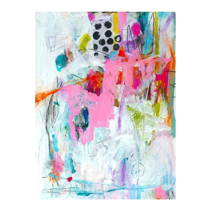 Oil Paint Look Multicolor Abstract Pattern Woven Base Decorative Machine Washable Rug, Runner 4'11" x 9'10" Rug Pad Included
